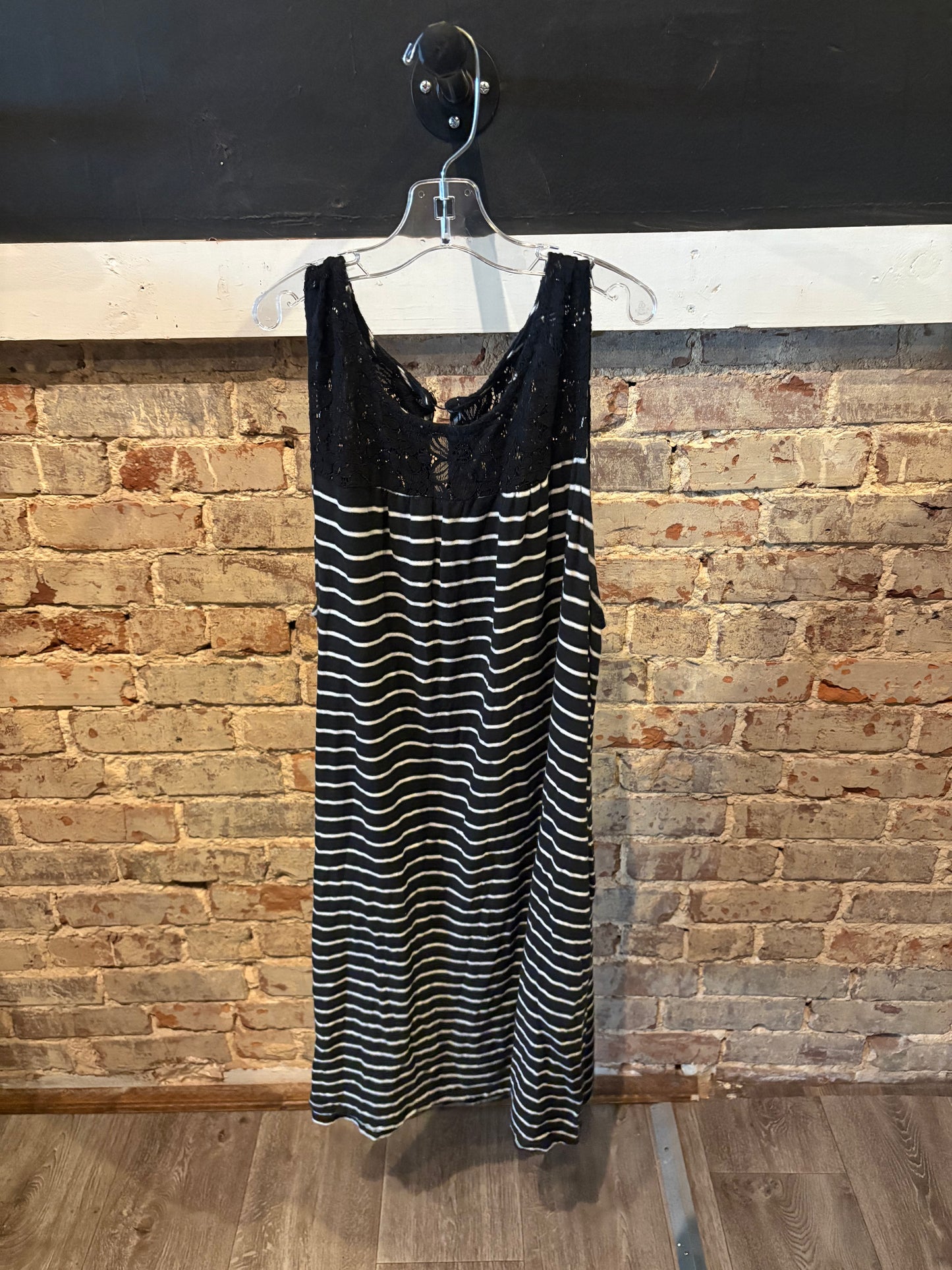 Black white stripped dress Large