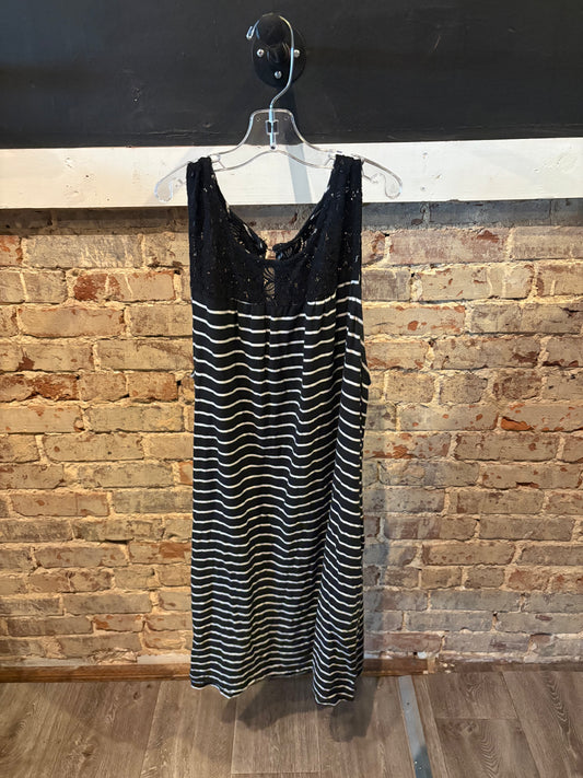 Black white stripped dress Large