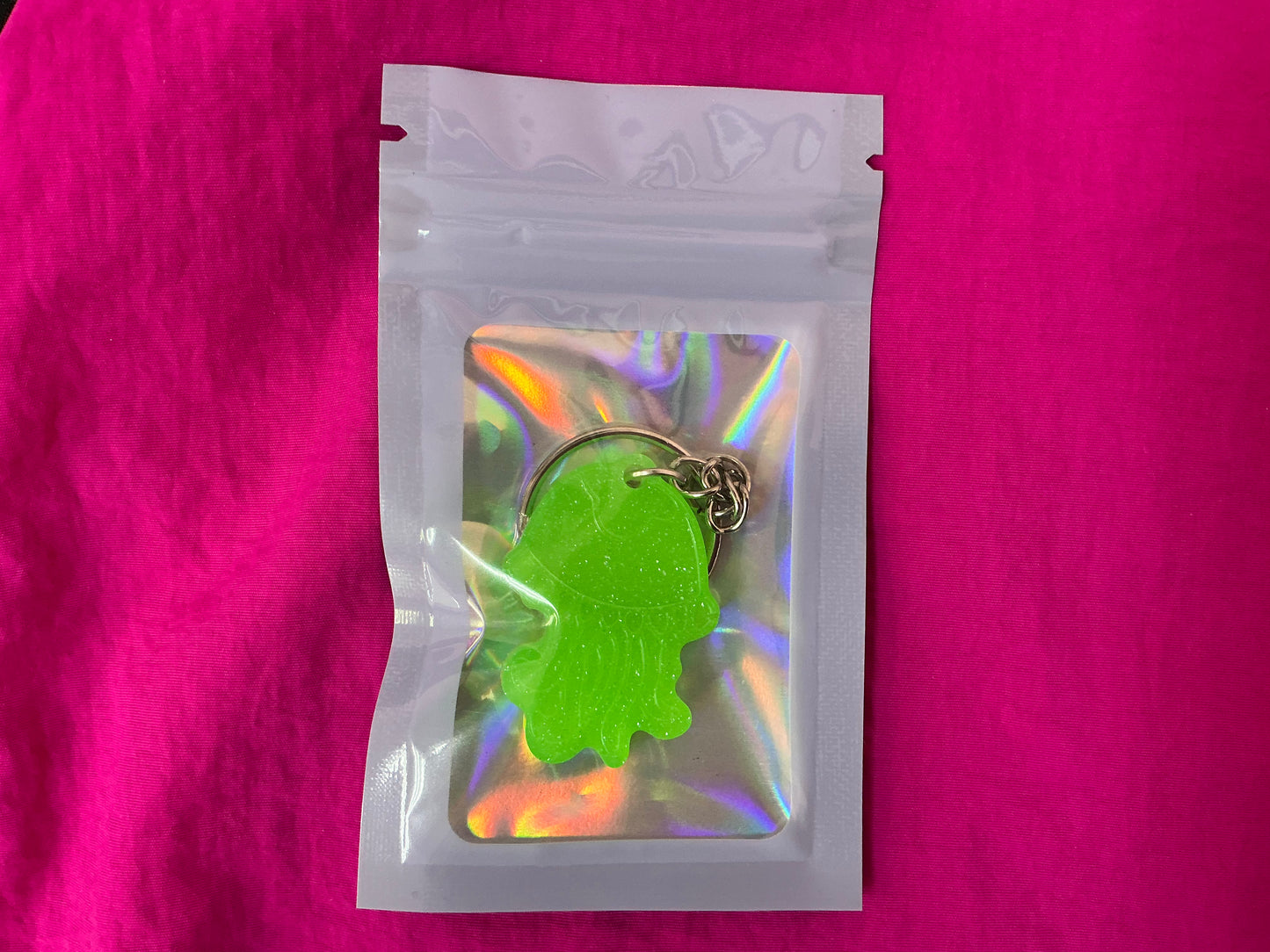 Mini Green Jellyfish Glow in the Dark Keychain