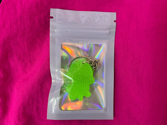 Mini Green Jellyfish Glow in the Dark Keychain