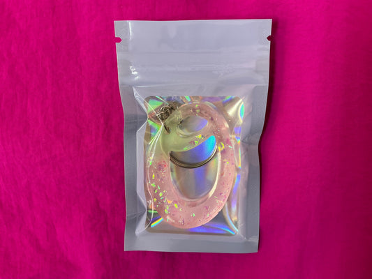 Mini Pink and Clear letter O Keychain