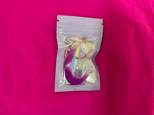 Mini Purple and Clear Letter C Keychain