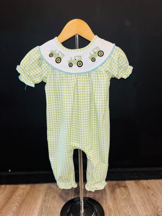 Baby Girl Smocked Tractor Romper