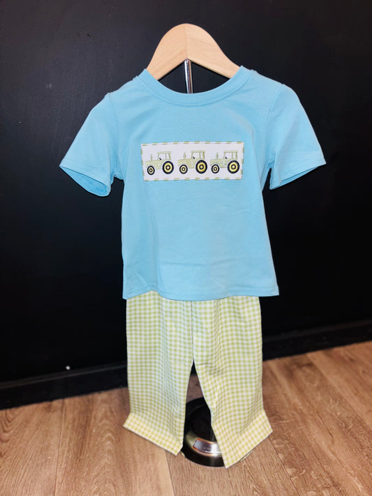 Boys Two Piece Tractor Smock
