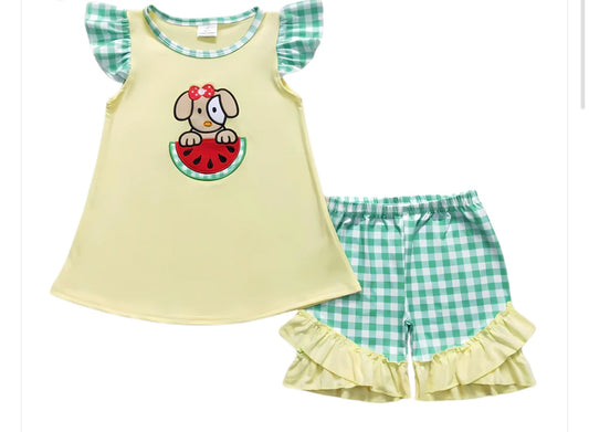 Girls Watermelon Dog Two Piece Set