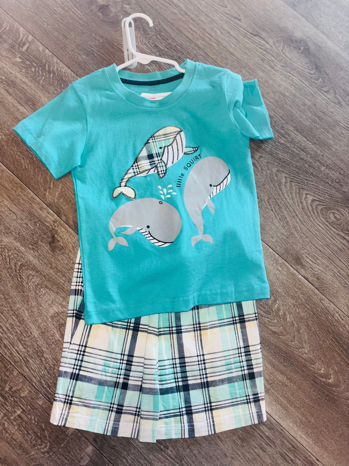 Boys Plaid Whale Two Piece Set