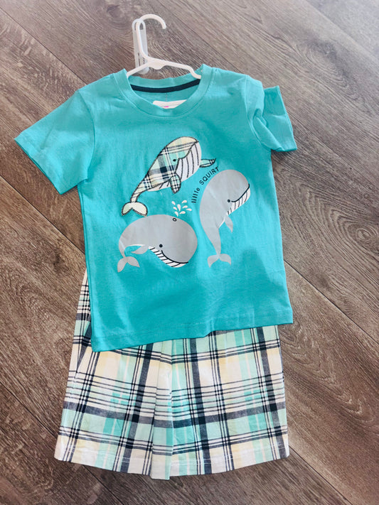 Boys Plaid Whale Two Piece Set
