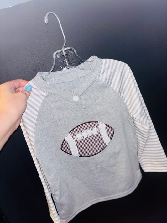 Boys Mini Mock Necked Football Button Pullover