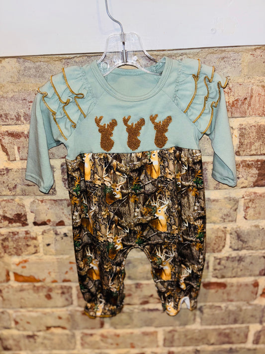 Girls Camo Deer Romper