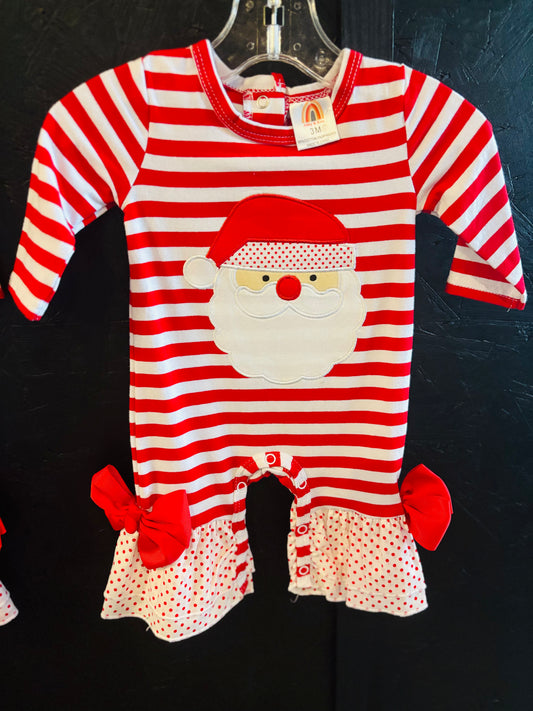 Striped and Polka Dot Santa Romper