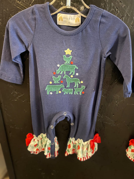 Christmas Tree Farm Animal Romper