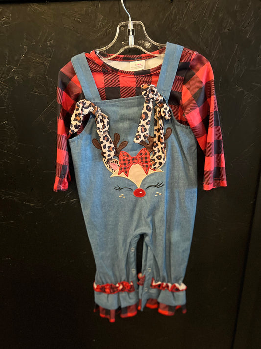 Reindeer Blue Jean Romper