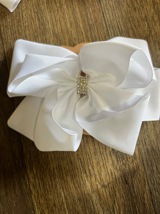 Large White Rhinestone Bow
