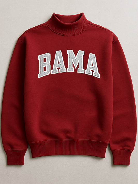 Mock Neck Embroidered Bama Sweatshirt
