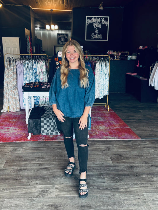 Denim Long Sleeve Top